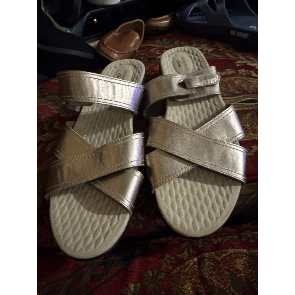 Women's Clarks Comfortview Sandals Size12 Gold